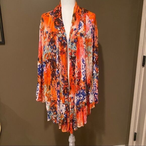 Life Style Tie Dye Kimono Size 1X - Picture 2 of 10